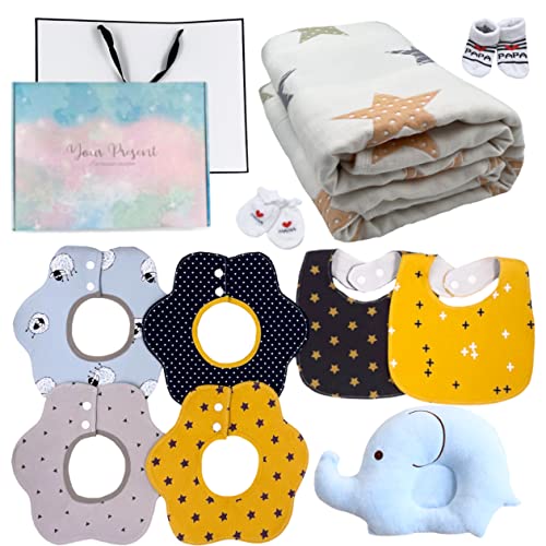saara word 出産祝い 出産 祝い 出産プレゼント 出産準備 ベビーギフト ベビー用品 人気 ベビー枕 スタイ よだれ掛け 食事エプロン ブランケット バスタオル ギフトセット 赤ちゃん 新生児 出産ギフト お祝い 赤ちゃんグッズ 詰め合わせ ギフトボックス付き (男の子用)