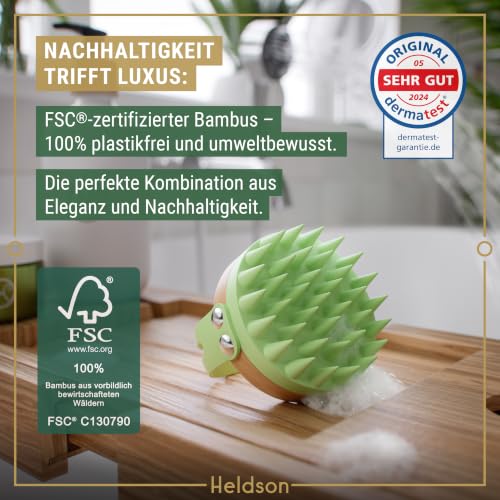 HELDSON Kopfhaut Massagebürste Bambus – Kopfmassage & Shampoo Bürste – Ansicht 4