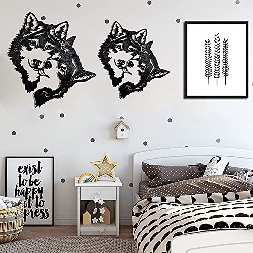 Gaofan Metal Wall Art - 2 Wolf Head Decor - 3D Wall Silhouette Metal Wall Sculpture, For Home Office Bedroom Living Room,60X60Cm/24X24In #TOP3