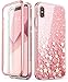 i-Blason Cosmo Full-Body Bling Glitter Sparkle Clear Bumper Case Built-in Screen Protector for iPhone Xs Max 2018 Release, Pink, 6.5"