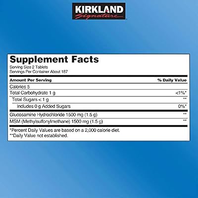 Kirkland Signature Glucosamine with MSM, 375 Tablets (5 Pack)