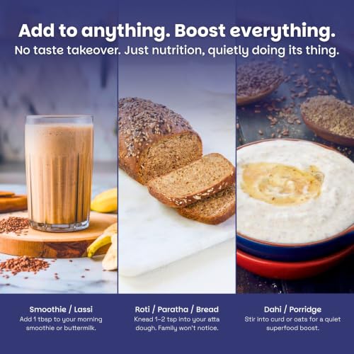 Image of Yummy Valley Omega 3 Flaxseed Powder, 230g | Cold Milled Rich | 4.5g ALA per Serve | High Protein High Fibre | Vegan Plant Based Superfood | Gluten Free | Daily Wellness Nutrition for Women & Men