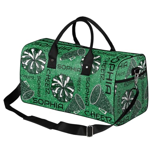 Custom Cheer Duffle Bag, Personalized Cheer Bag for Cheerleader, Gym Bag with Name, Travel Duffle Bag Carry On Weekender Bag Glitter Green2