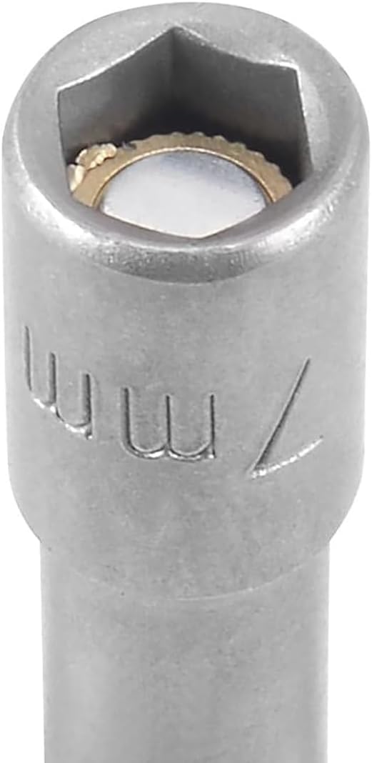 Fixinus 7mm Impact Driver Bit, 5 Pieces, Magnetic 1/4" Hex Shank Quick-Change Nut Setter Drill Bit Metric Socket, 65mm Length
