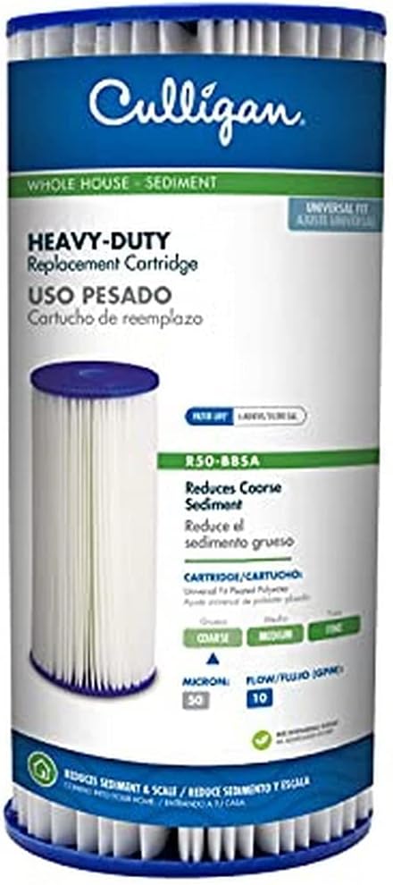 Culligan R50-BBSA Whole House Water Filter Replacememt - Premium 50 Micron 10”x4.5” Long Lasting Water Filter Cartridge Compatible with Many other Home Water Filtration Systems