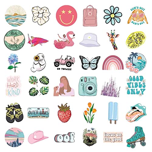 200Pcs Trendy Aesthetic Stickers For Water Bottle Laptop Summer Stickers Bulk For Women Adults Teen Boys Kids Girls, Waterproof Vinyl Cute Stickers Pack For Helmet Guitar Computer Tumbler Scooter Decals, Stickers Variety #TOP2