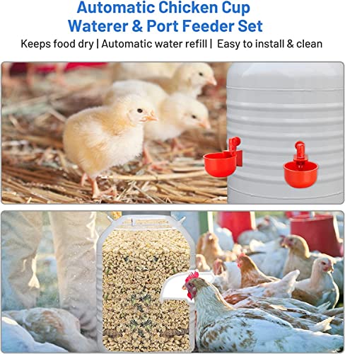 Forkaler Diy Automatic Chicken Feeders And Waterer Set No Waste,4 Ports With 6 Chicken Water Nipples Bins With Hole Saw, Drill Bit, Covers For Chick Duck Goose Turkey Bunny (Feeders And Waterer) #TOP4