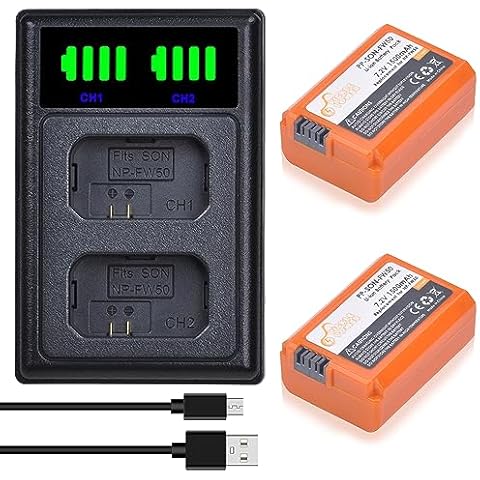 Pickle Power NP-FW50 Battery and LED Display Charger for Sony A6500 A6400 A6300 A6000 A5000, A7 A7II A7RII A7SII A7S A7S2 A7R A7R2, RX10,NEX-3/5/7 Series Cameras Cover