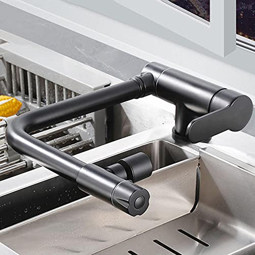 Robinet cuisine 3 en 1 pliable pour évier placé devant une fenêtre