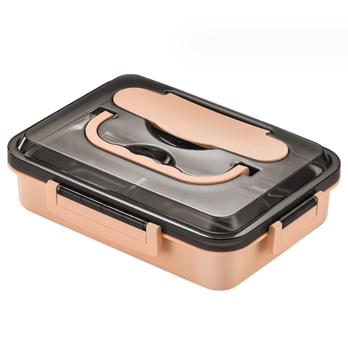 AIYoo 304 Stainless Steel Bento Lunch Boxes for Adults, 5 Sections Rectangular Divided Plates Tray Pink Reusable dinner Plate with Lid and Buckled for Adults Portion Control