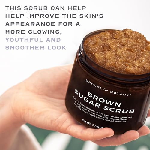 brooklyn botany brown sugar body scrub - moisturizing and exfoliating body face hand foot scrub - fights acne fine lines amp wrinkles great gifts for women amp men - 10 oz