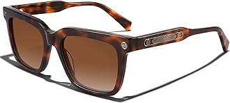 CARFIAAcetate Polarised Mens Sunglasses UV Protection Retro Square Eyewear for Driving Outdoors with Metal Rivets