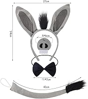 Vista 2 de Kirei Sui Diadema de burro para niños, con pajarita, cola y nariz, 4 piezas