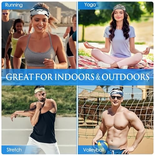 Image of Sweat Headbands for Men,6 Pack Workout Sports Hairband for Gym, Ideal for Fitness,Running,Cycling,Hike