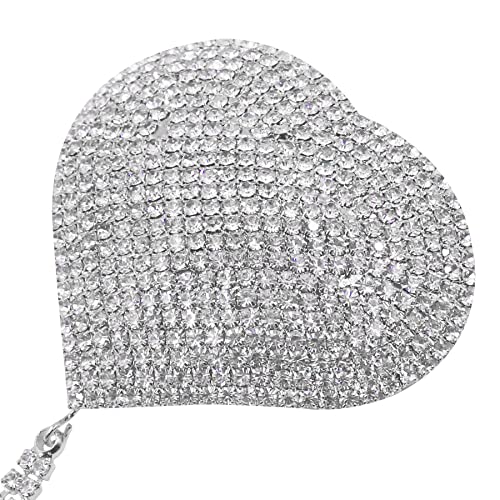 Image of ZGMYC Sparkly Rhinestones Metal Chain Nipple Cover with Tassel, Reusable Adhesive Pasties Sexy Bra Body Chain