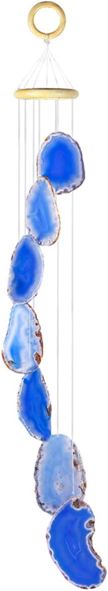 mookaitedecor Green Agate Slices Wind Chimes for Home Garden Decoration 20-23 Inches