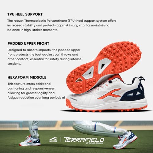 Image of Hundred TerraField Cricket Shoes | TerraSpike Rubber Studs | Embedded Support Plate for Stability | Lightweight & Durable | Ideal for Turf, Ground & Hard Surfaces | for Men