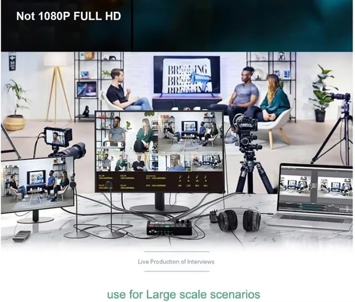 Image of MICROWARE 4 Channel 5 Inch Screen HDMI Video Switcher Mic Mixer Multi Camera Live-Streaming Support Type C Video Capture Card Record