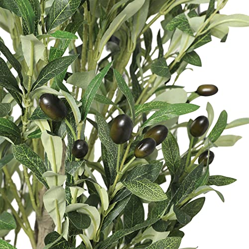 Viagdo Olive Tree Artificial Indoor 6.23Ft Tall Fake Potted Olive Silk Tree With Planter Large Faux Olive Branches And Fruits Artificial Tree For Home Office Living Room Decor Indoor, 1728 Leaves #TOP1