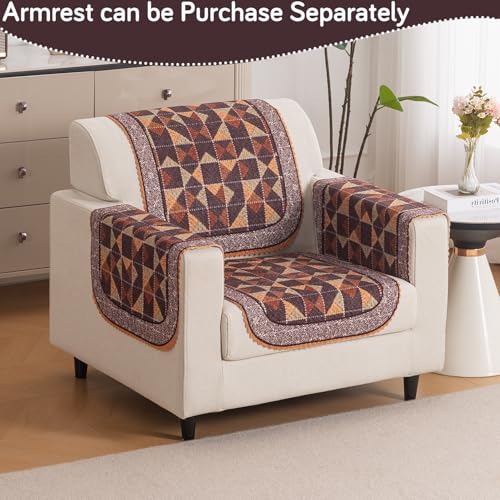 Image of HOKIPO HeavenHue Sofa Cover 1 Seater for Seat & Back, Rustic Mosaic