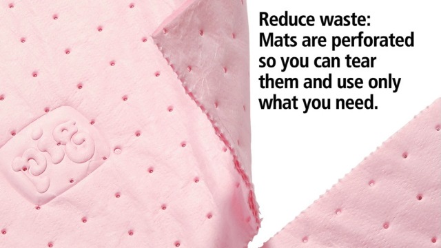 Image of PIG Hazmat Chemical Absorbent Mat Pads - 100 Pads per Bag - 15 inch W x 20 inch L - Absorbs up to 28 oz. per Pad - MAT301