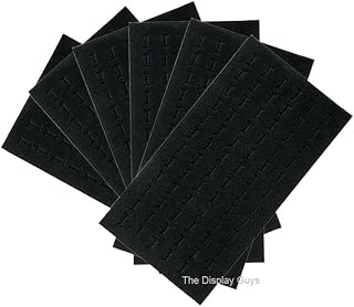 TheDisplayGuys - 6-Pack Deluxe Black Velvet Jewelry Ring Display Foam Pad Insert - 72 Slots Holder - 14x7 Full Size