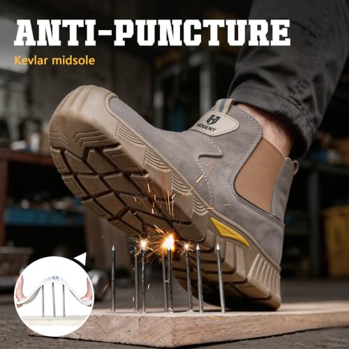 Image of Hogent Steel Toe Work Boots for Men, Slip On Welding Safety Boots