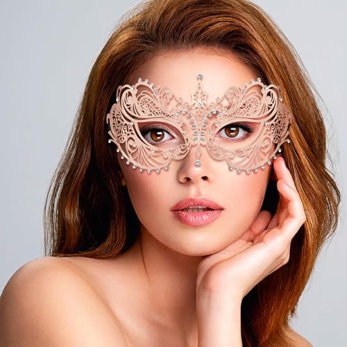 Image of Thmyo Couple's Venetian Masquerade Masks, Metal Mask Costumes Mardi Gras Prom Mask Set