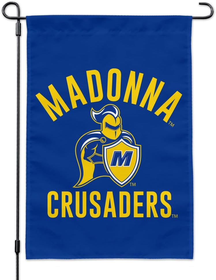 Madonna University Crusaders Logo Garden Yard Flag with Pole Stand Holder