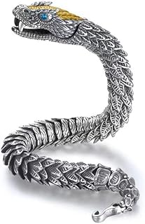 Bracelet chaîne serpent, style luxueux en métal vieilli et cuivre avec fermoir totem en forme de serpent
