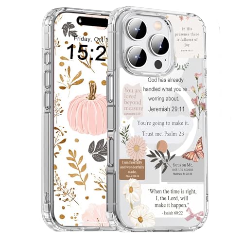 Mlahiotte Magnetic for iPhone 16 Pro, Compatible with Magsafe, Christian Quotes Collage Phone Case Clear Shockproof Protective Cover for Women Girls by Mlahiotte - Used condition - US$4.38