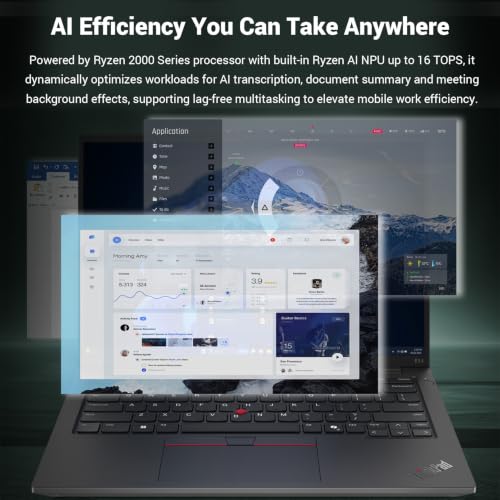 Image of Lenovo ThinkPad E14 14 inch FHD+ 60Hz AMD Ryzen 7 250 Business Laptop | 64GB DDR5 RAM, 2TB SSD, Backlit Keyboard, Fingerprint Reader, RJ 45, Wi-Fi 6, Windows 11 Pro, Black, w /Bundle