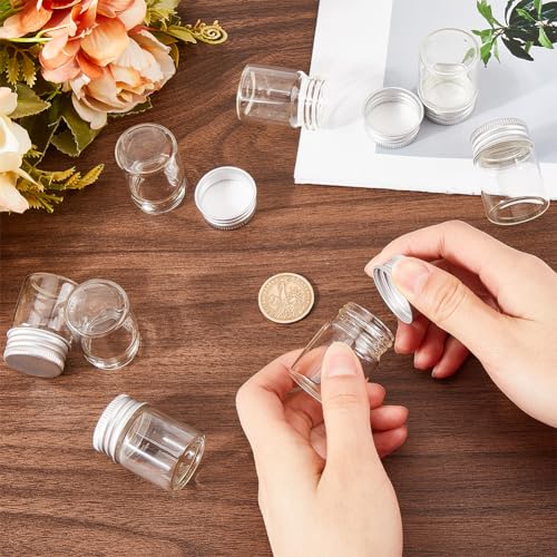 SUNNYCLUE 30Pcs Mini Glass Vials with Aluminum Screw Lids 15ml Small Glass Vial Small Glass Bottles Small Glass Bottles Clear Tiny Glass Jars for DIY Craft Storage Art Wedding Party Favors Decor - Image 3
