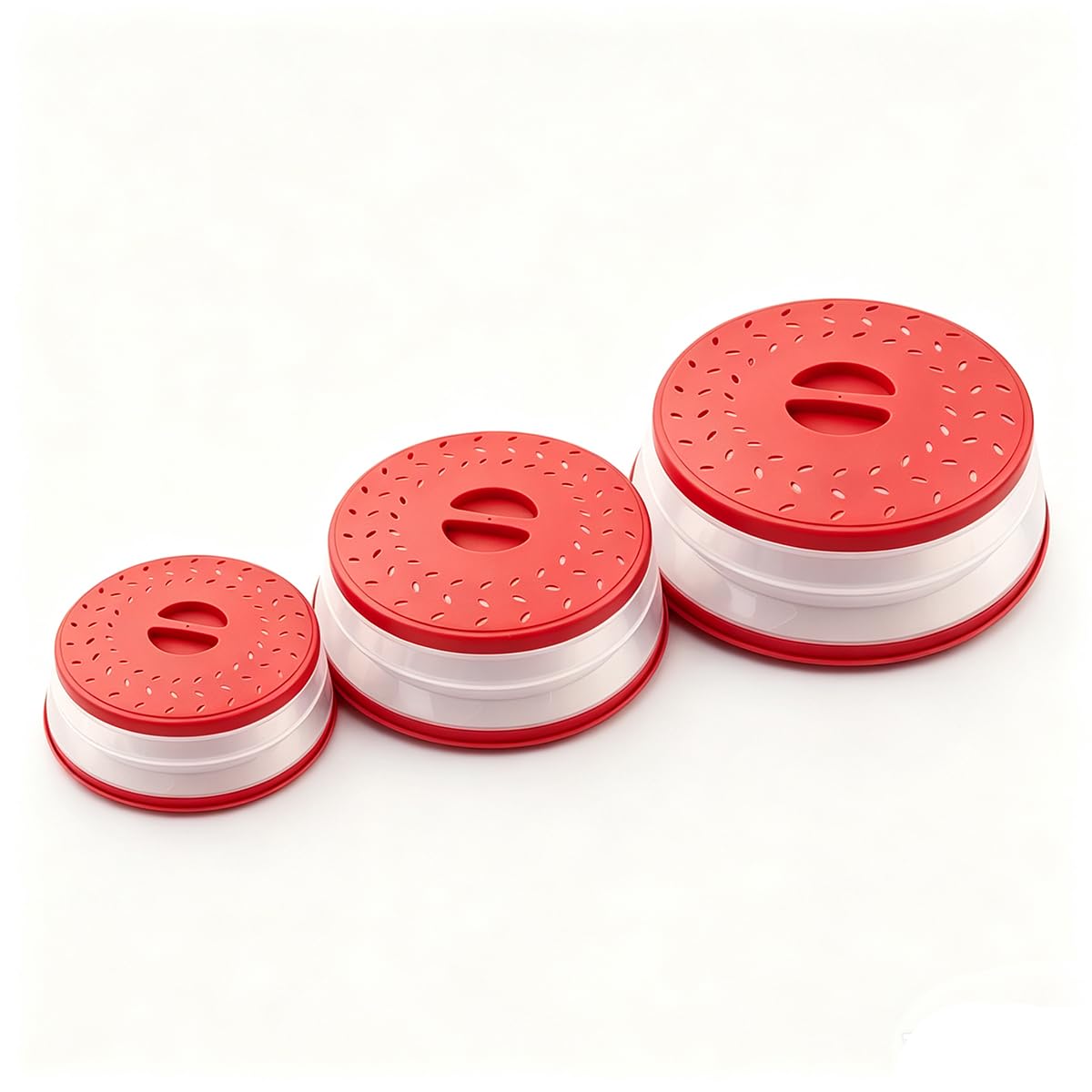 Collapsible Microwave Splatter Cover(red, Set of 3)