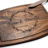 Rosemary Branch Round Garland Personalized Cutting Board - Engraved Cutting Board, Custom Cutting Board, Wedding Gift, Housewarming Gift W-040 GB