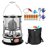 Petroleumofen für Innenräume Ohne Strom, Tragbarer Petroliumheizer 3000W Petroleum Heizung für Camping Zeltheizung Kochen (Schwarz)