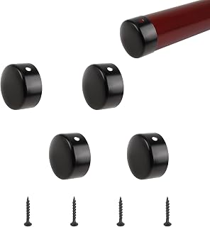 UFURMATE 4PCS Black 201 Stainless Steel 45mm Round Handrail End Caps - Rust-Proof Staircase Rail Fittings with Easy Self-Tapping Screws