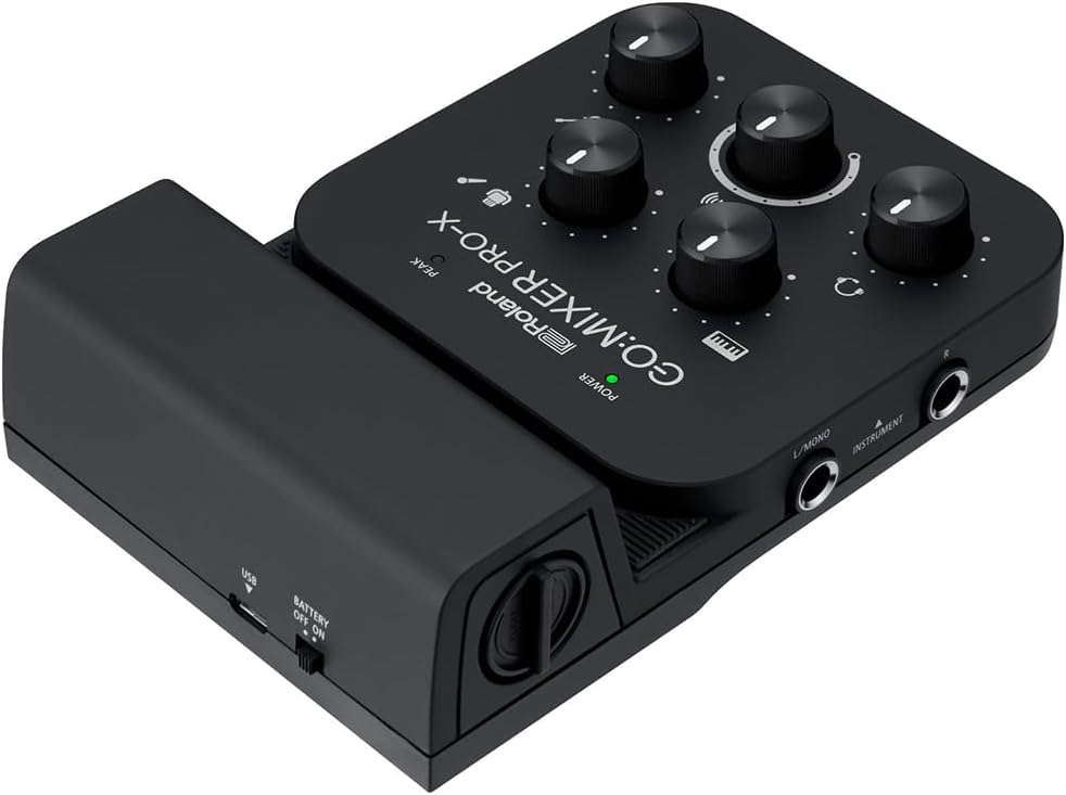 Roland GO:MIXER PRO-X Audio Mixer for Smartphones Bundle with 10ft Pig Hog Instrument Cable & Polishing Cloth – Mix up to 7 Audio Sources, Enhance Livestreams & Social Content with Pro Sound