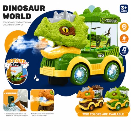 Image of Dinosaur Spray Toy Truck for Kids | Water Mist Spray, Flashing Lights & Moving Parts | Electric Musical Toy Car with 360 Rotation | Battery Operated Toy for Boys & Girls (3+ Years)
