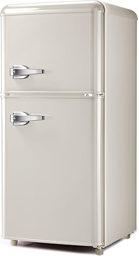 Refrigerador retro con congelador de 3.2 pies cúbicos, mini refrigerador compacto para cocinadormitoriooficinaapartamento, refrigerador de doble
