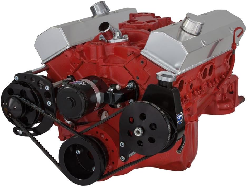 Black Small Block Chevy Electric Water Pump V-Belt Kit - Power Steering and Alternator