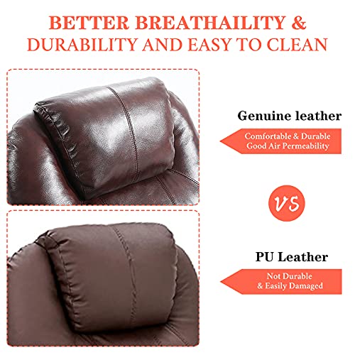 Easeland Genuine Leather Lift Chair Recliners For Elderly And Pregnant Woman With Massage And Heating, Okin Motor Power Lift Recliner With Lift Assist, 2 Cup Holder, 4 Side Pocket (Brown) #TOP3