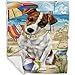 Pet Friendly Beach Jack Russel Terrier Dog Blanket - Lightweight Super Soft Cozy and Durable Bed Blanket - Animal Theme Fuzzy Blanket for Sofa Bed Couch BLNKT56221 (30x40 Fleece)