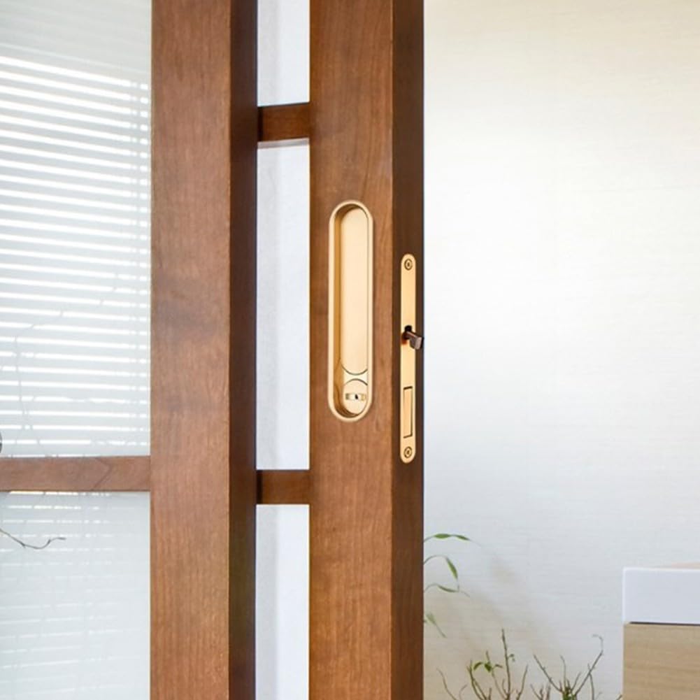 Cerradura de puerta corredera de funcionamiento suave con diseño ovalado para decoración moderna del hogar (negro)