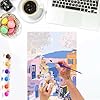 Lxmsja Greek Village Paint by Numbers Kit for Adults, Greek Island Acrylic Paint by Numbers for Adults Beginner, DIY Craft Supplies Oil Painting Kits for Home Wall Decor 8x12 inch (Framed) #5