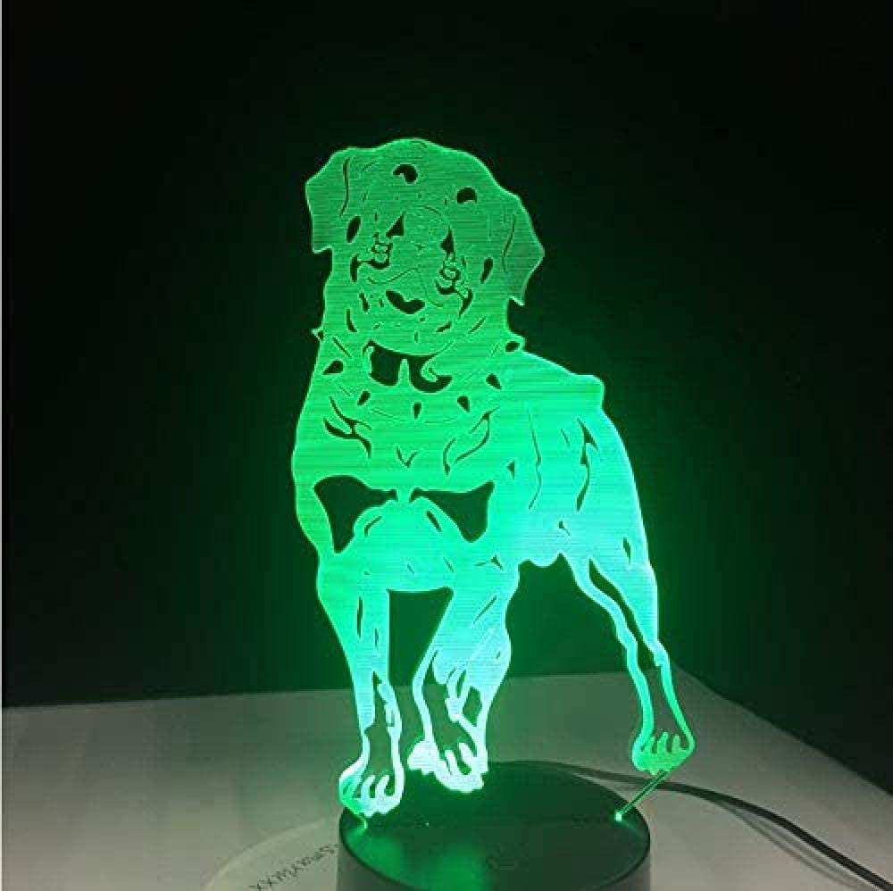 althiqahkey Night Light German Rottweiler Dog Illusion 3D Touch Table Lamp 7 Colors USB LED Light for Christmas Home Decoration and Gift for Children