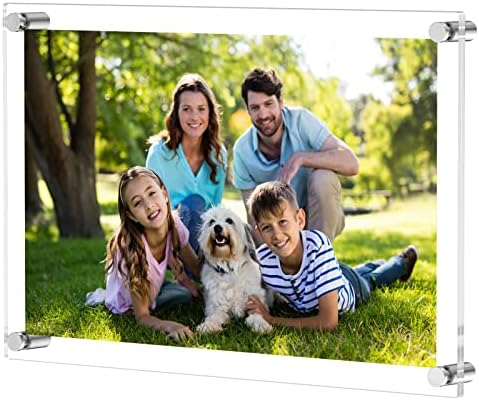 NIUBEE 12x16 and 11x17 Clear Acrylic Wall Mount Picture Frames, A3 Size Floating Frameless Photo Frame for Certificate Poster Display-Double Panel(Full Frame is 14.5x18.5 inch)