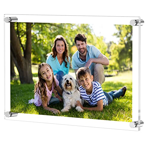 Niubee 12X16 And 11X17 Clear Acrylic Wall Mount Picture Frames, A3 Size Floating Frameless Photo Frame For Certificate Poster Display-Double Panel(Full Frame Is 14.5X18.5 Inch) #TOP14