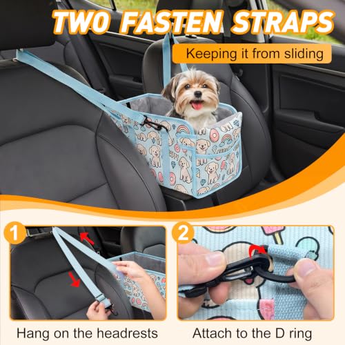 Console Dog Car Seat for Small Dogs, Foldable Booster Seat, Blue Puppy by NECKORY - Used condition - Image 5