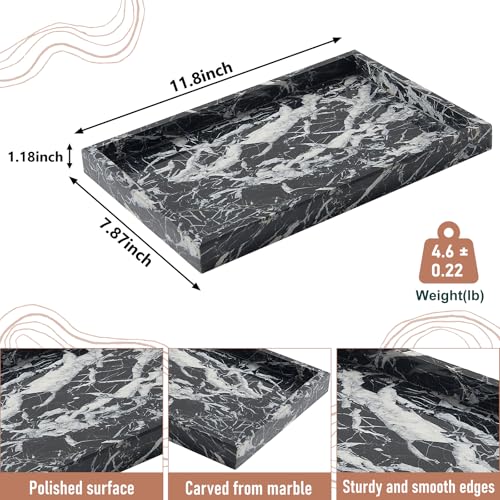 Image of Marble Bathroom Tray,Pure Natural Vanity Tray,Marble Tray for Kitchen Counter Non-Ceramic /Non-Resin,Stone Trays 12 x 8 inch